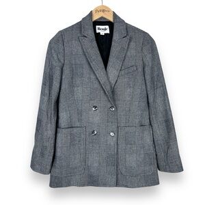 Rouje Houndstooth Wool Blazer Jacket, Black/Grey - EUC, Quiet Luxury, Timeless